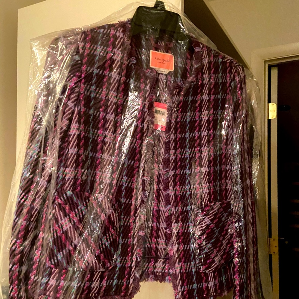 Kate Spade Plaid tweed jacket size 4/S